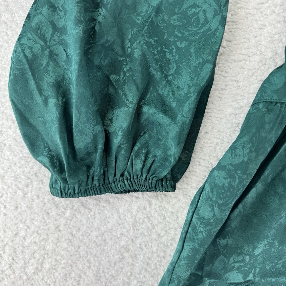 Isaac Mizrahi Live! Stretch Jacquard Shirred Peplum Blouse Top 26W Green - Picture 3 of 10